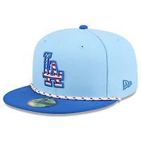 Casquette ajustée New Era 59FIFTY bleu clair/bleu royal des Dodgers de Los Angeles 2025, 4 juillet