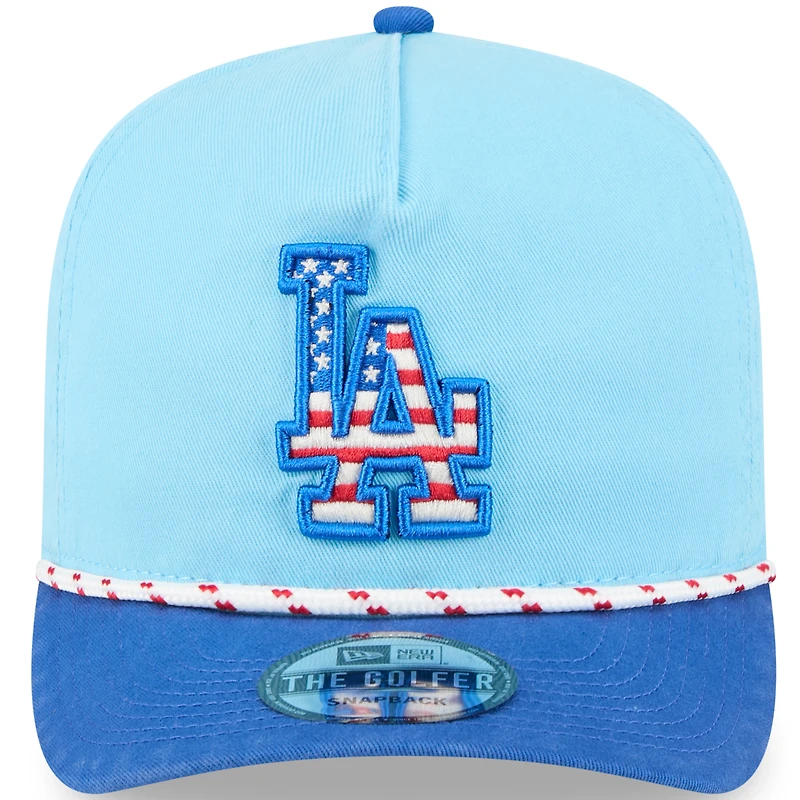 Men's New Era Light Blue/Royal Los Angeles Dodgers 2025 Fourth of July Golfer Snapback Hat