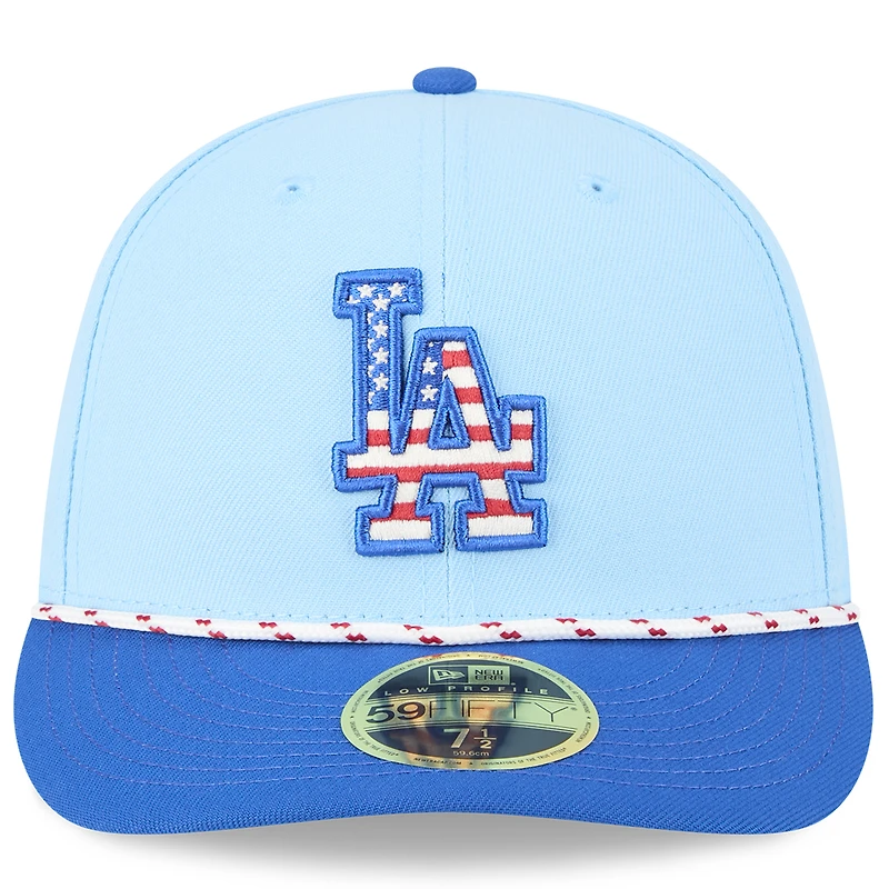 Casquette ajustée New Era 59FIFTY bleu clair/bleu royal pour homme, édition 2025 des Los Angeles Dodgers, profil bas