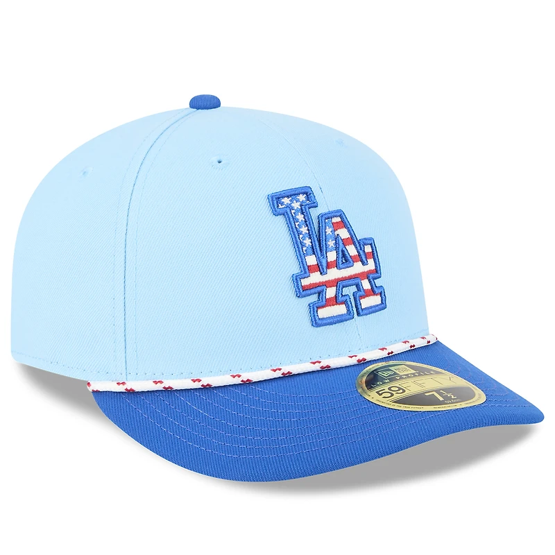Casquette ajustée New Era 59FIFTY bleu clair/bleu royal pour homme, édition 2025 des Los Angeles Dodgers, profil bas