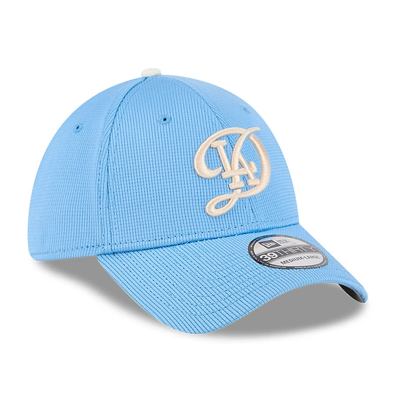 Casquette d'entraînement au bâton City Connect 39THIRTY Flex bleu clair New Era pour homme des Dodgers de Los Angeles