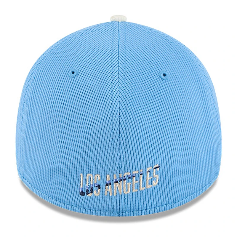 Casquette d'entraînement au bâton City Connect 39THIRTY Flex bleu clair New Era pour homme des Dodgers de Los Angeles