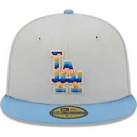 Men's New Era Natural Los Angeles Dodgers Beach Front 59FIFTY Fitted Hat