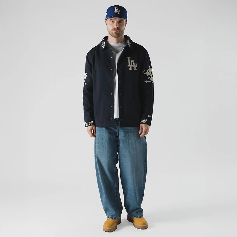Men's New Era Navy Los Angeles Dodgers Coaches Full-Snap Jacket