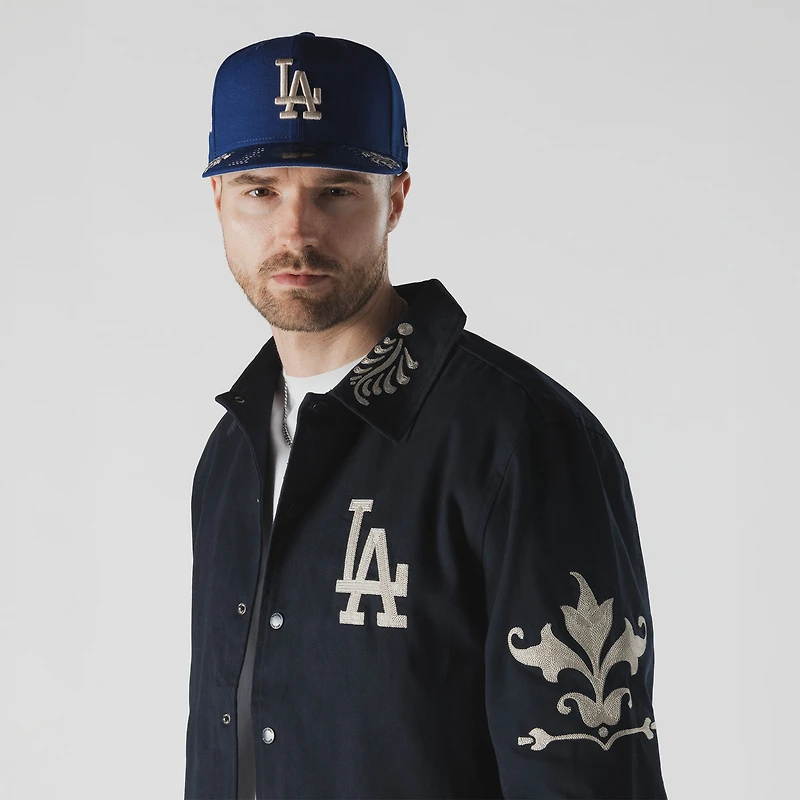 Men's New Era Navy Los Angeles Dodgers Coaches Full-Snap Jacket