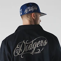 Veste New Era bleu marine pour homme, modèle Coach des Dodgers de Los Angeles, à boutons-pression.