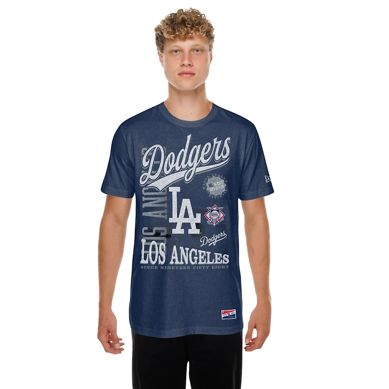 Men's New Era Navy Los Angeles Dodgers Oversized Throwback Distressed T-Shirt