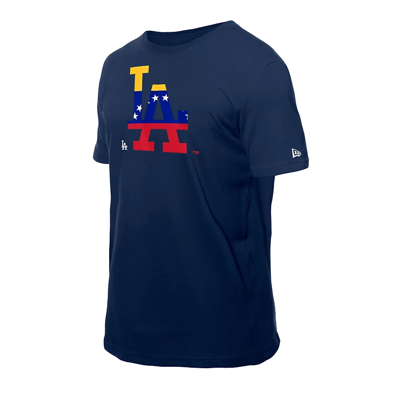 T-shirt New Era bleu marine avec logo drapeau vénézuélien des Dodgers de Los Angeles pour homme