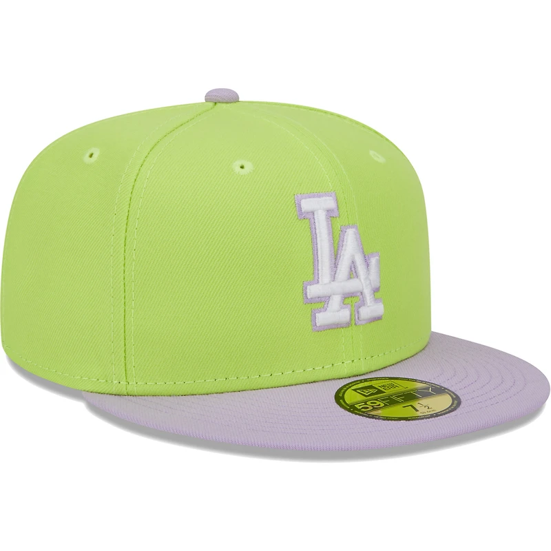 Men's New Era Neon Green/Lavender Los Angeles Dodgers Spring Color Two-Tone 59FIFTY Fitted Hat