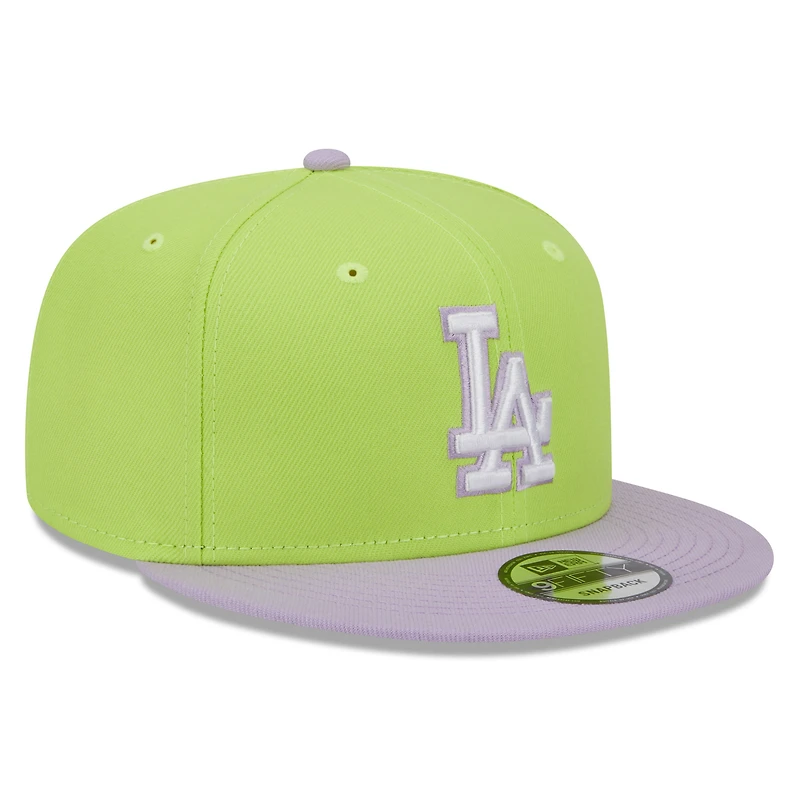 Men's New Era Neon Green/Purple Los Angeles Dodgers Spring Basic Two-Tone 9FIFTY Snapback Hat