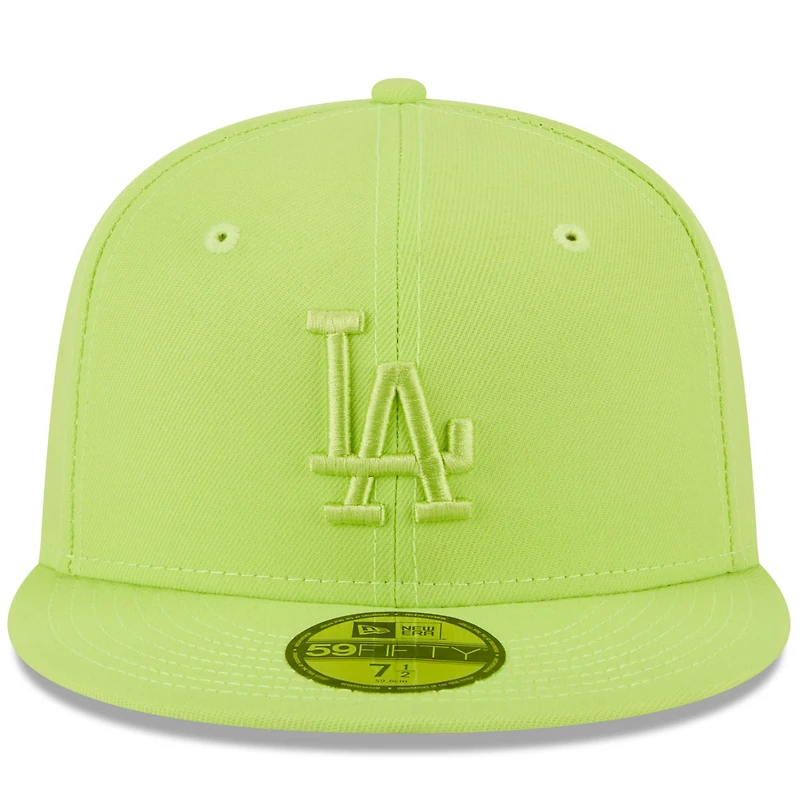 Men's New Era Neon Green Los Angeles Dodgers 2023 Spring Color Basic 59FIFTY Fitted Hat