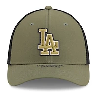 Casquette New Era pour homme, couleur olive, Los Angeles Dodgers, édition spéciale 2026 Journée des forces armées, modèle 39THIRTY M-Crown Flex