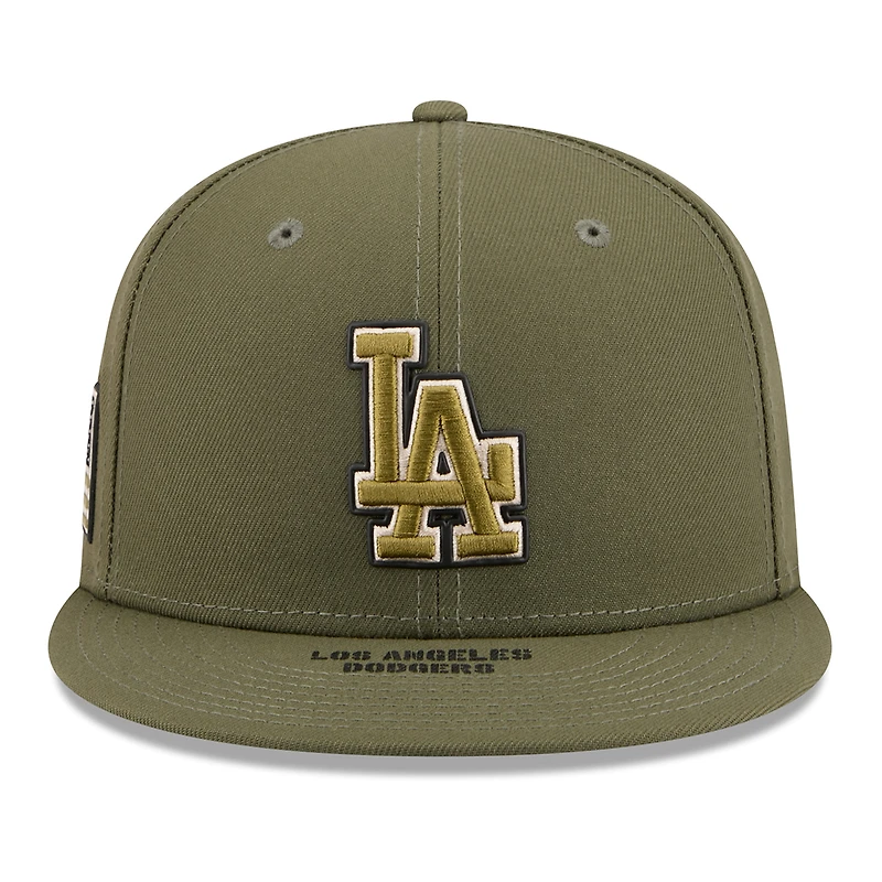 Men's New Era Olive Los Angeles Dodgers 2026 Armed Forces Day 9FIFTY Snapback Hat
