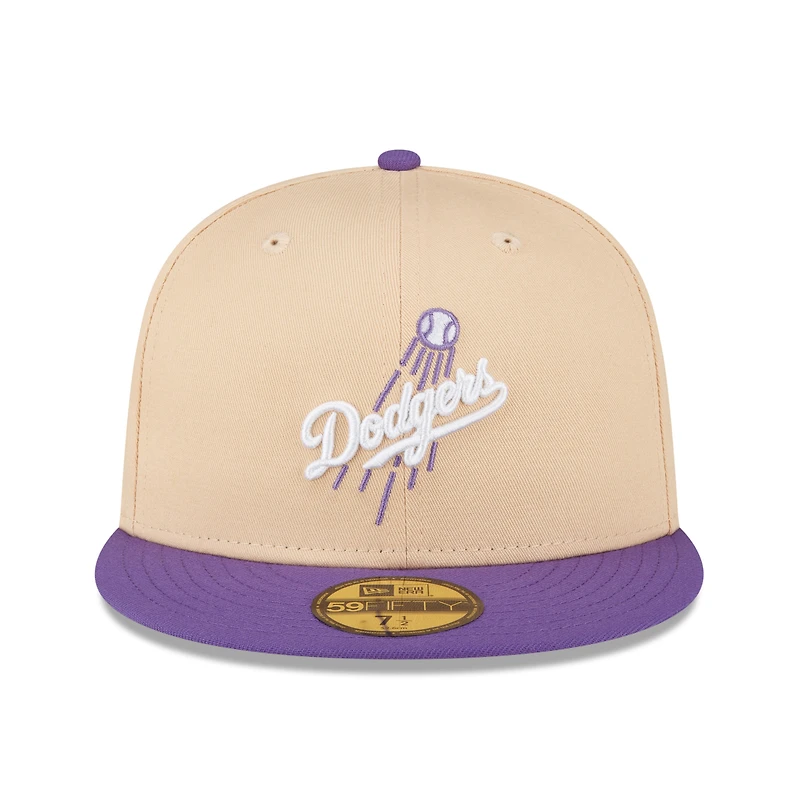 Men's New Era Peach/Purple Los Angeles Dodgers 1988 World Series Side Patch 59FIFTY Fitted Hat