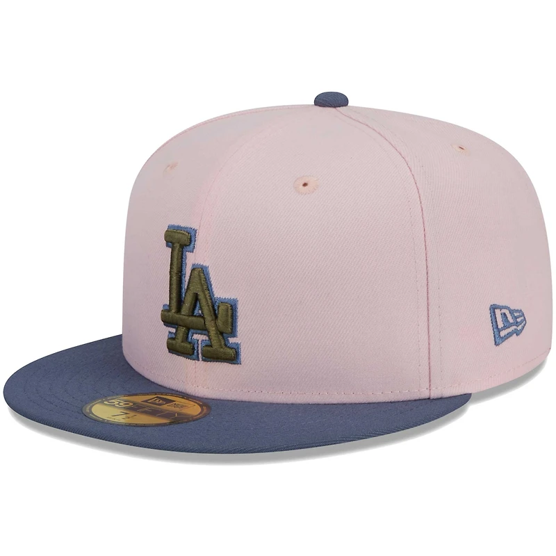 Men's New Era Pink/Blue Los Angeles Dodgers  Olive Undervisor 59FIFTY Fitted Hat