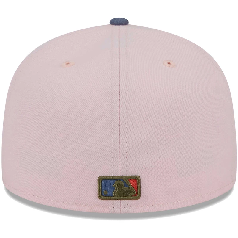 Men's New Era Pink/Blue Los Angeles Dodgers  Olive Undervisor 59FIFTY Fitted Hat