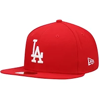 Casquette ajustée 59FIFTY rouge avec logo Los Angeles Dodgers New Era pour homme, blanc