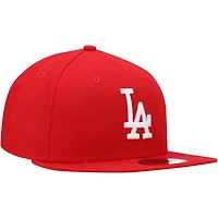 Casquette ajustée 59FIFTY rouge avec logo Los Angeles Dodgers New Era pour homme, blanc