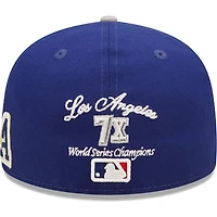 Men's New Era Royal/Gray Los Angeles Dodgers 2020 World Series Champions  Letterman 59FIFTY Fitted Hat