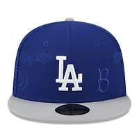Men's New Era Royal/Gray Los Angeles Dodgers Multi Logo 59FIFTY Fitted Hat