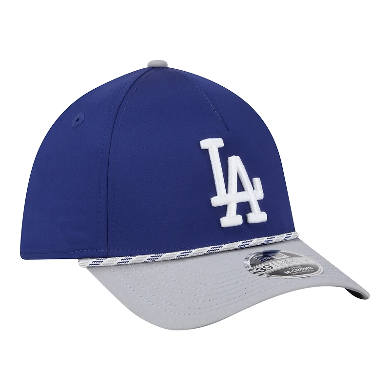 Casquette New Era Flex 39THIRTY pour homme, bleu royal/gris, Los Angeles Dodgers, modèle Rope M-Crown A-Frame.