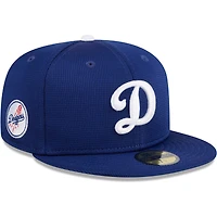 Casquette ajustée 59FIFTY pour hommes des Royal Los Angeles Dodgers 2024 d'entraînement au bâton sur le terrain New Era