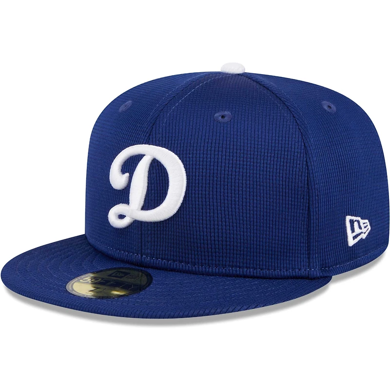 Casquette ajustée 59FIFTY pour hommes des Royal Los Angeles Dodgers 2024 d'entraînement au bâton sur le terrain New Era