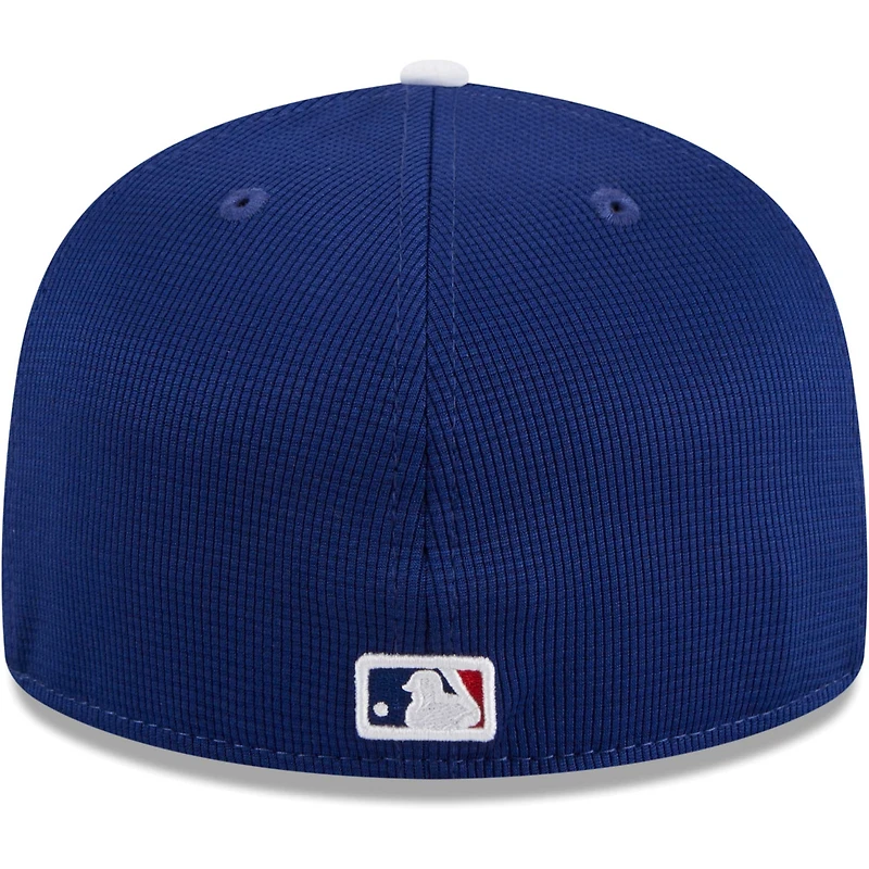 Casquette ajustée 59FIFTY pour hommes des Royal Los Angeles Dodgers 2024 d'entraînement au bâton sur le terrain New Era