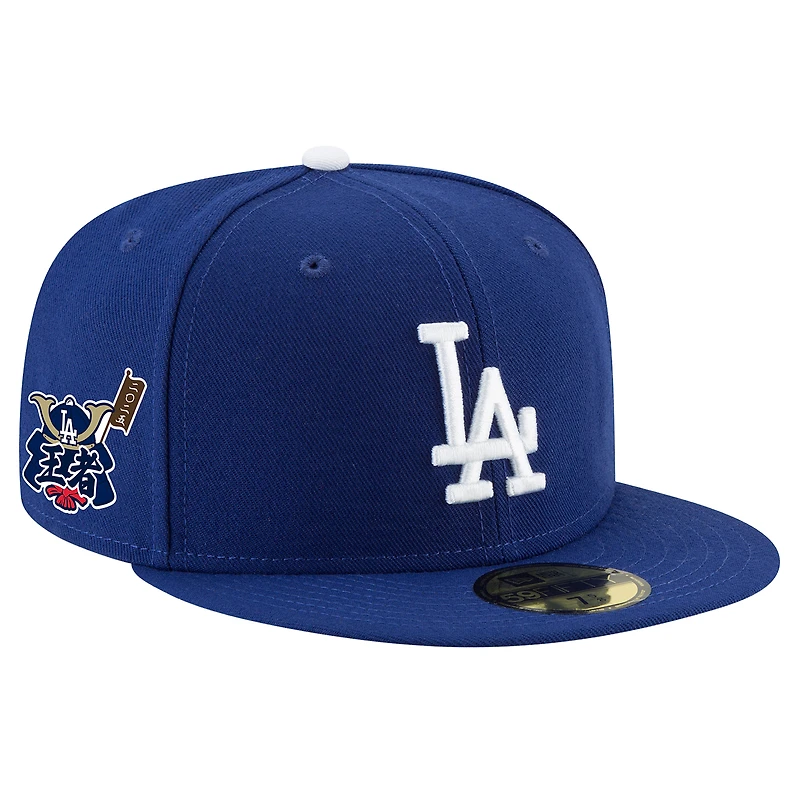 Casquette ajustée New Era Royal Los Angeles Dodgers Champions 2025 Samurai Side Patch 59FIFTY pour homme