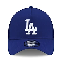 Men's New Era Royal Los Angeles Dodgers Side Script 9FORTY A-Frame Trucker Adjustable Hat