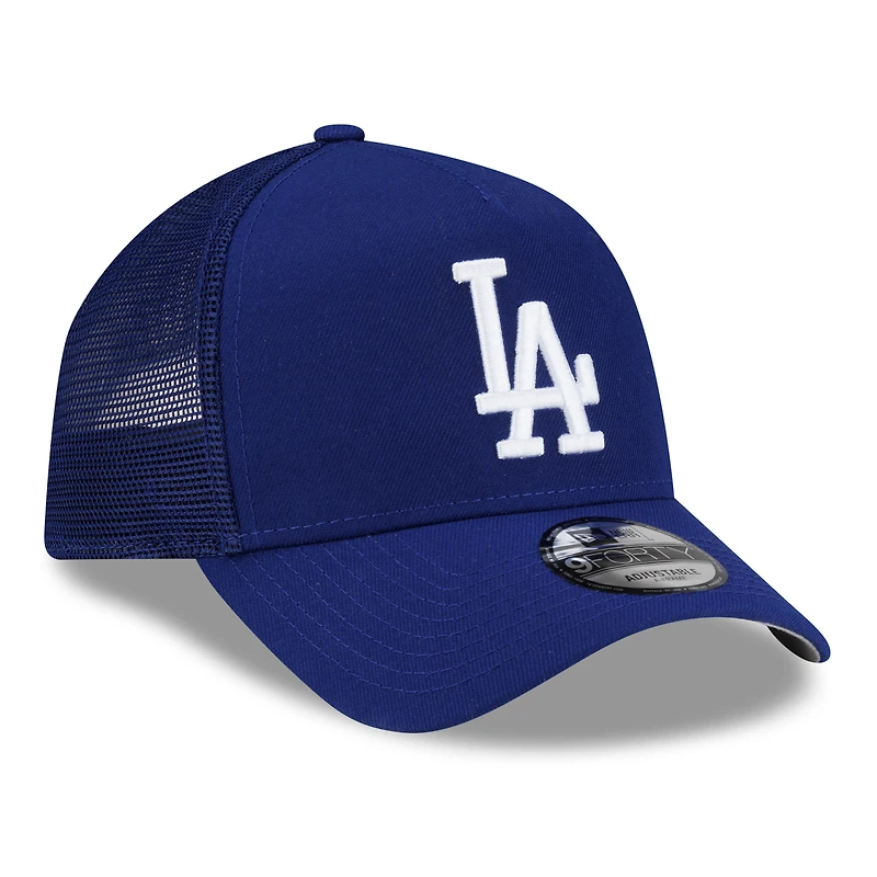 Men's New Era Royal Los Angeles Dodgers Side Script 9FORTY A-Frame Trucker Adjustable Hat