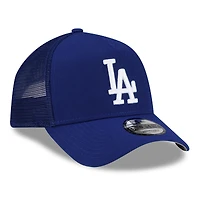 Men's New Era Royal Los Angeles Dodgers Side Script 9FORTY A-Frame Trucker Adjustable Hat