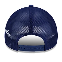 Men's New Era Royal Los Angeles Dodgers Side Script 9FORTY A-Frame Trucker Adjustable Hat