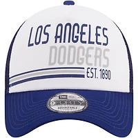 Men's New Era Royal Los Angeles Dodgers Stacked 9FORTY Trucker Adjustable Hat