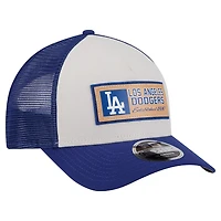 Men's New Era Stone/Royal Los Angeles Dodgers Text A-Frame Trucker 9FORTY Hat