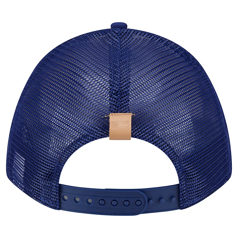 Men's New Era Stone/Royal Los Angeles Dodgers Text A-Frame Trucker 9FORTY Hat