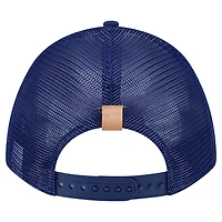 Men's New Era Stone/Royal Los Angeles Dodgers Text A-Frame Trucker 9FORTY Hat