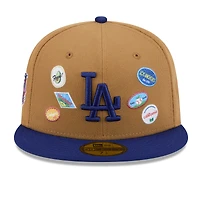 Men's New Era Tan Los Angeles Dodgers Fruit Sticker 59FIFTY Fitted Hat