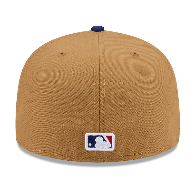Men's New Era Tan Los Angeles Dodgers Fruit Sticker 59FIFTY Fitted Hat