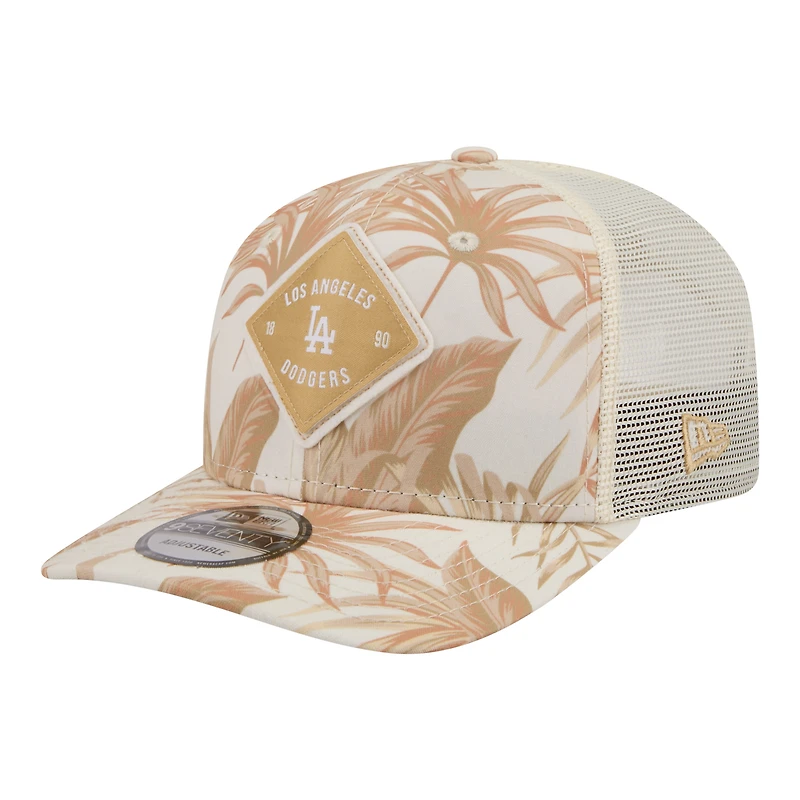 Casquette trucker ajustable New Era COOLERA 9SEVENTY pour homme, coloris beige Los Angeles Dodgers Tonal Palm.