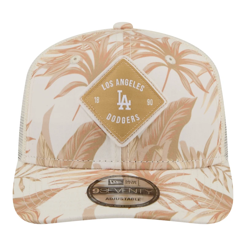 Casquette trucker ajustable New Era COOLERA 9SEVENTY pour homme, coloris beige Los Angeles Dodgers Tonal Palm.