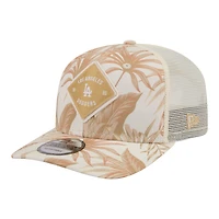Casquette trucker ajustable New Era COOLERA 9SEVENTY pour homme, coloris beige Los Angeles Dodgers Tonal Palm.