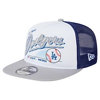 Casquette snapback New Era blanche/grise Los Angeles Dodgers Retro Script Trucker 9FIFTY pour homme