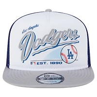 Men's New Era White/Gray Los Angeles Dodgers Retro Script Trucker 9FIFTY Snapback Hat