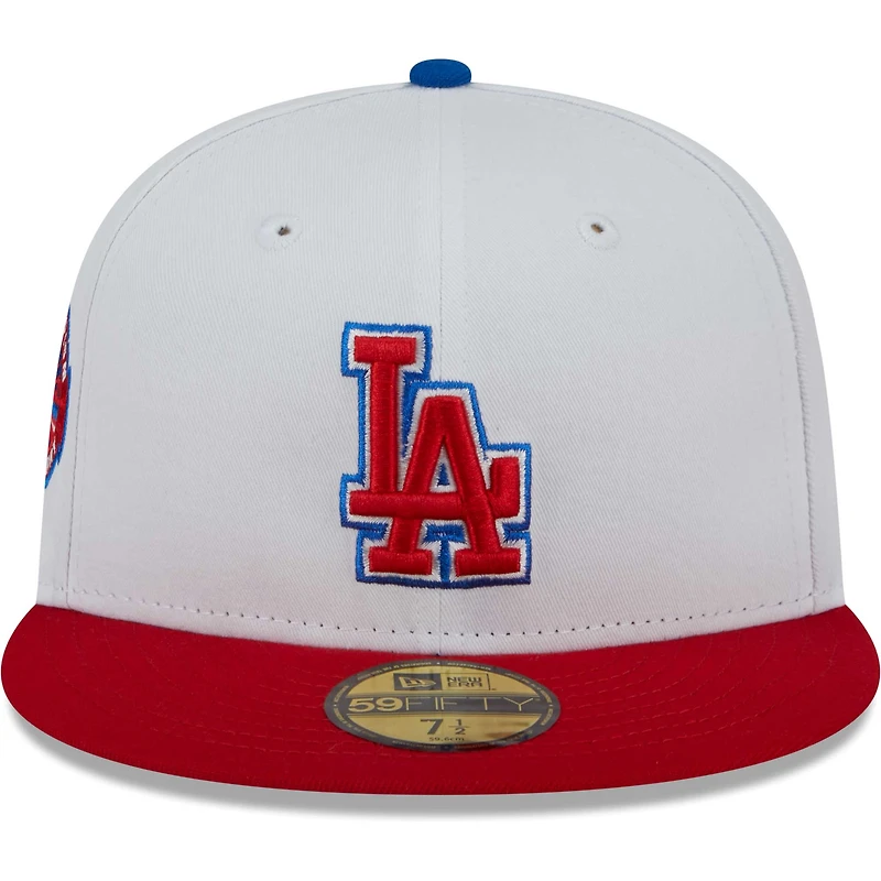 Men's New Era White/Red Los Angeles Dodgers Undervisor 59FIFTY Fitted Hat