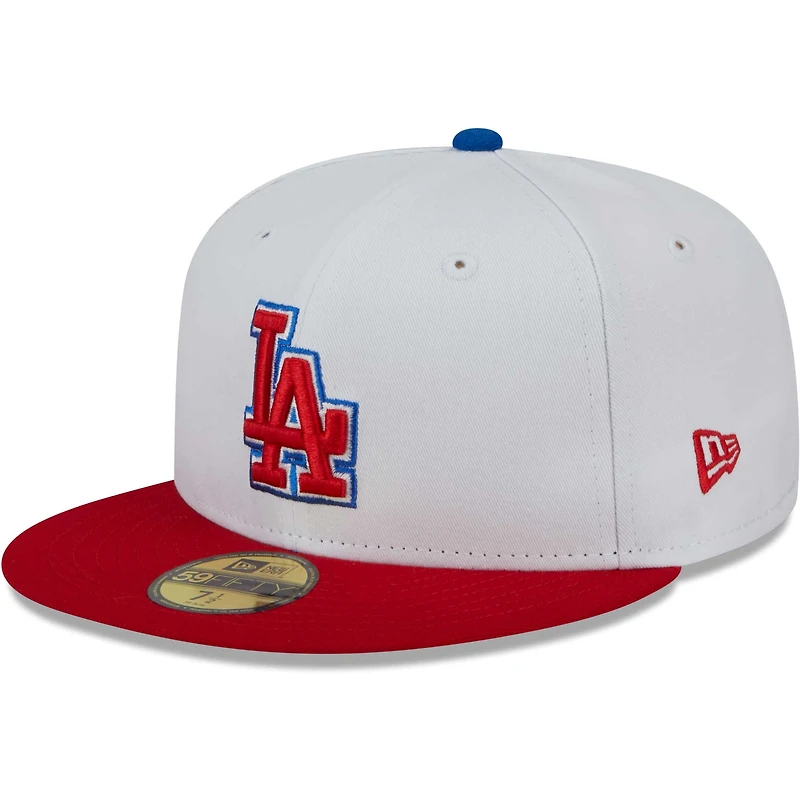 Men's New Era White/Red Los Angeles Dodgers Undervisor 59FIFTY Fitted Hat