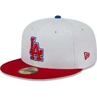 Men's New Era White/Red Los Angeles Dodgers Undervisor 59FIFTY Fitted Hat
