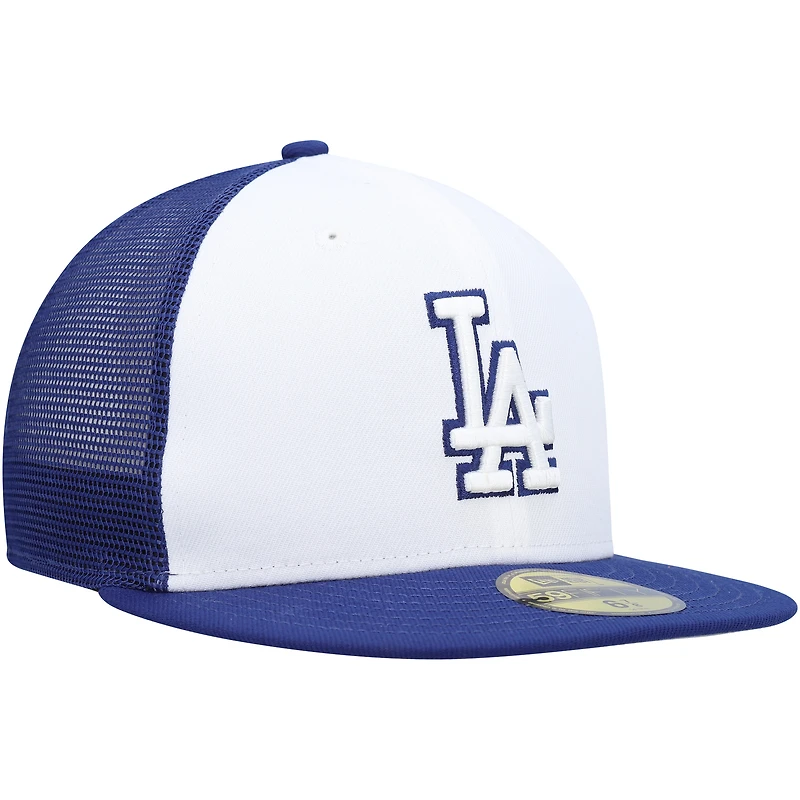 Casquette ajustée 59FIFTY d'entraînement au bâton sur le terrain des Dodgers de Los Angeles 2023 New Era pour homme, blanc/royal
