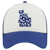Men's New Era White/Royal Los Angeles Dodgers Checkered Flag A-Frame Trucker 9FORTY Adjustable Hat
