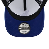 Men's New Era White/Royal Los Angeles Dodgers Checkered Flag A-Frame Trucker 9FORTY Adjustable Hat